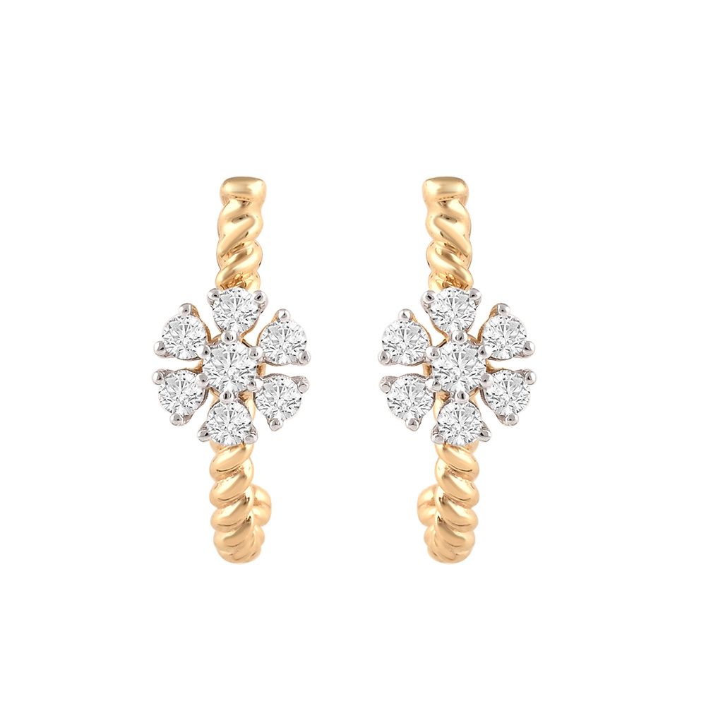 Attractive Floral Diamond Hoop Earrings-Earrings-OER24I61-D900R0C