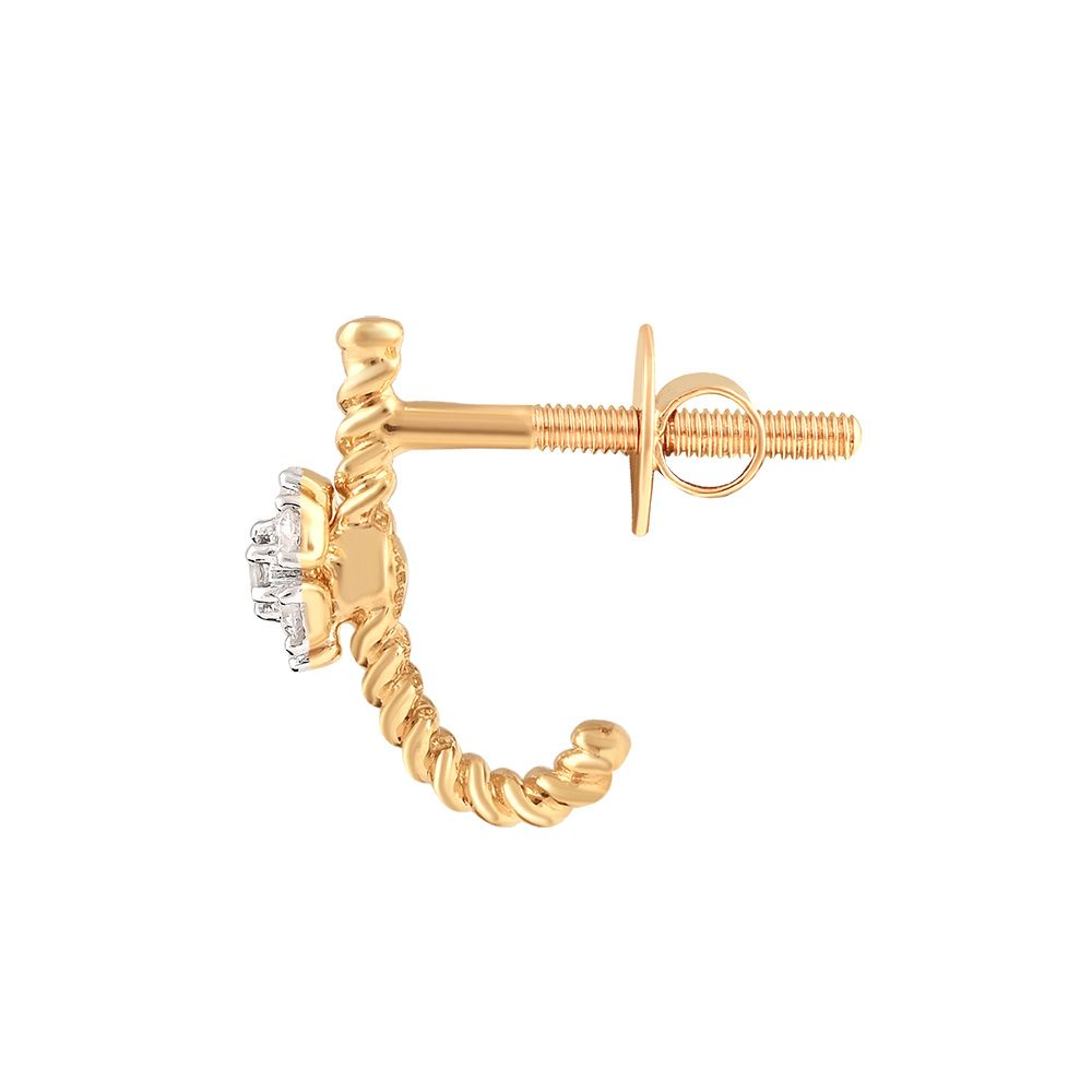 Attractive Floral Diamond Hoop Earrings-Earrings-OER24I61-D900R0C