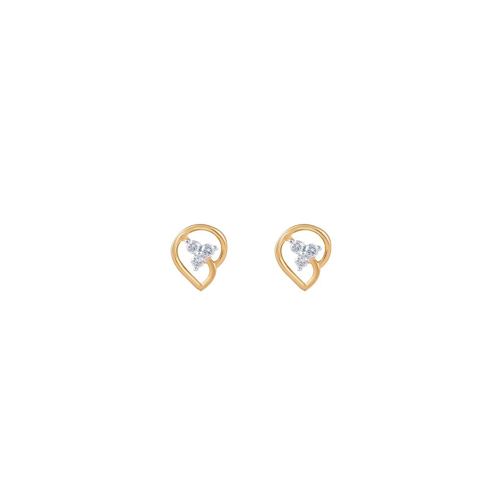 Leaf Design Yellow Gold and Diamond Studs-Earrings-OER24I62-D900R0C