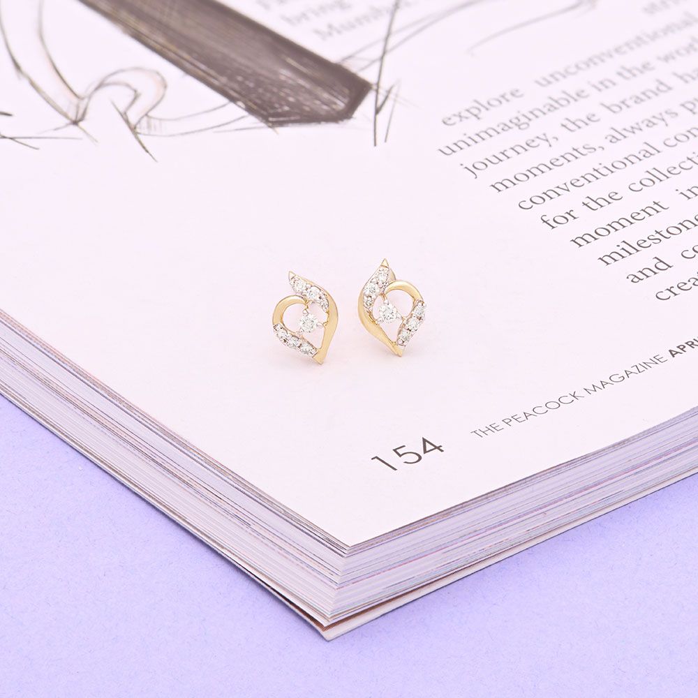 Stylish Leaf Design Diamond Studs-Earrings-OER24I64-D900R0C