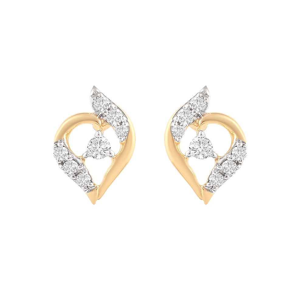 Stylish Leaf Design Diamond Studs-Earrings-OER24I64-D900R0C