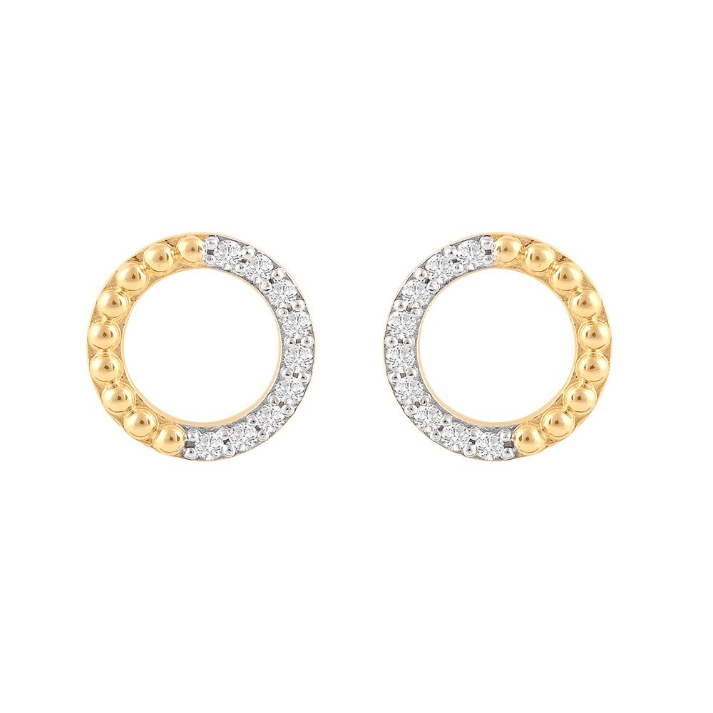 Round Yellow Gold and Diamond Studs-Earrings-OER24I65-D900R0C