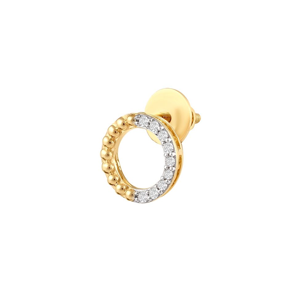 Round Yellow Gold and Diamond Studs-Earrings-OER24I65-D900R0C