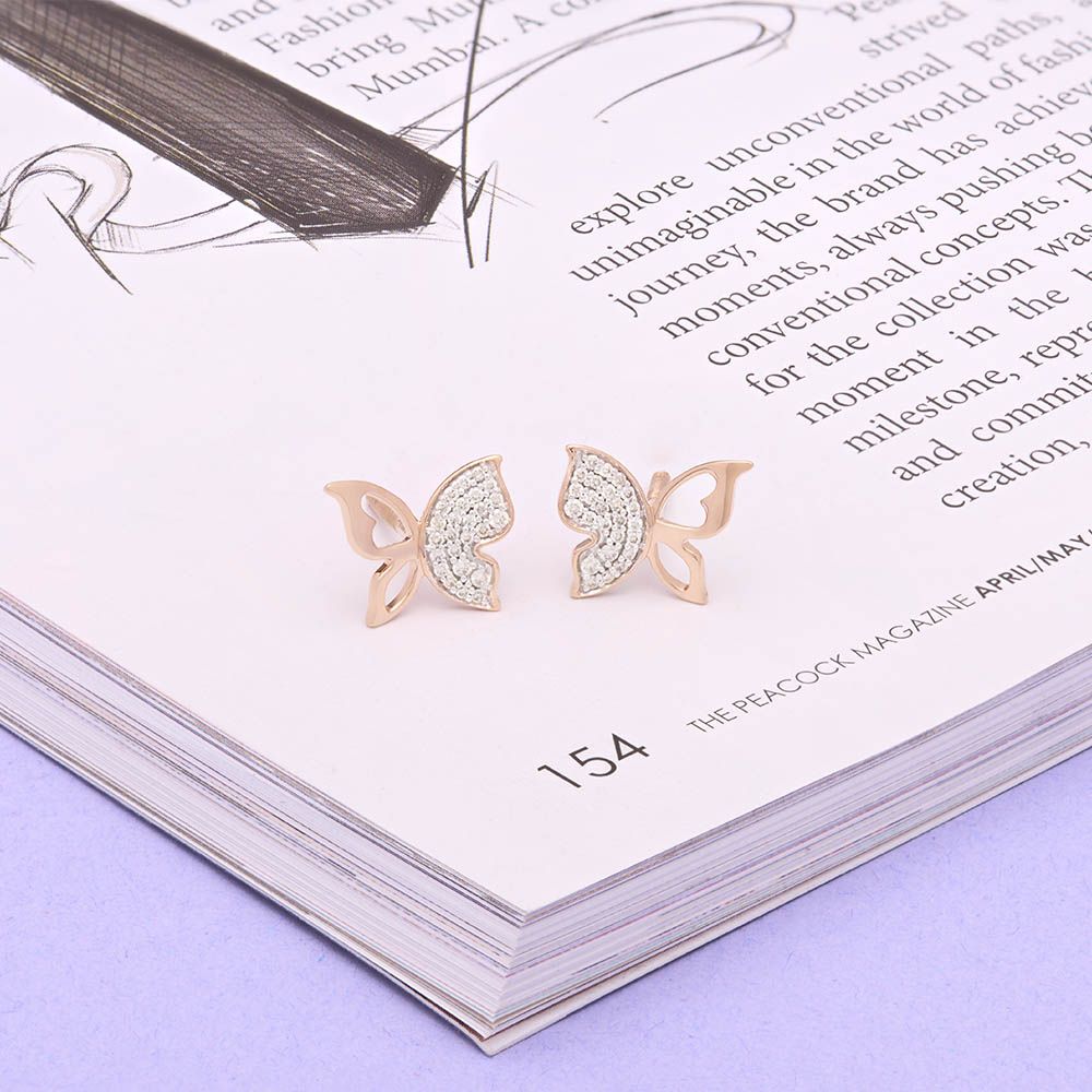 Butterfly Design Diamond Studs-Earrings-OER24I66-D900X0C