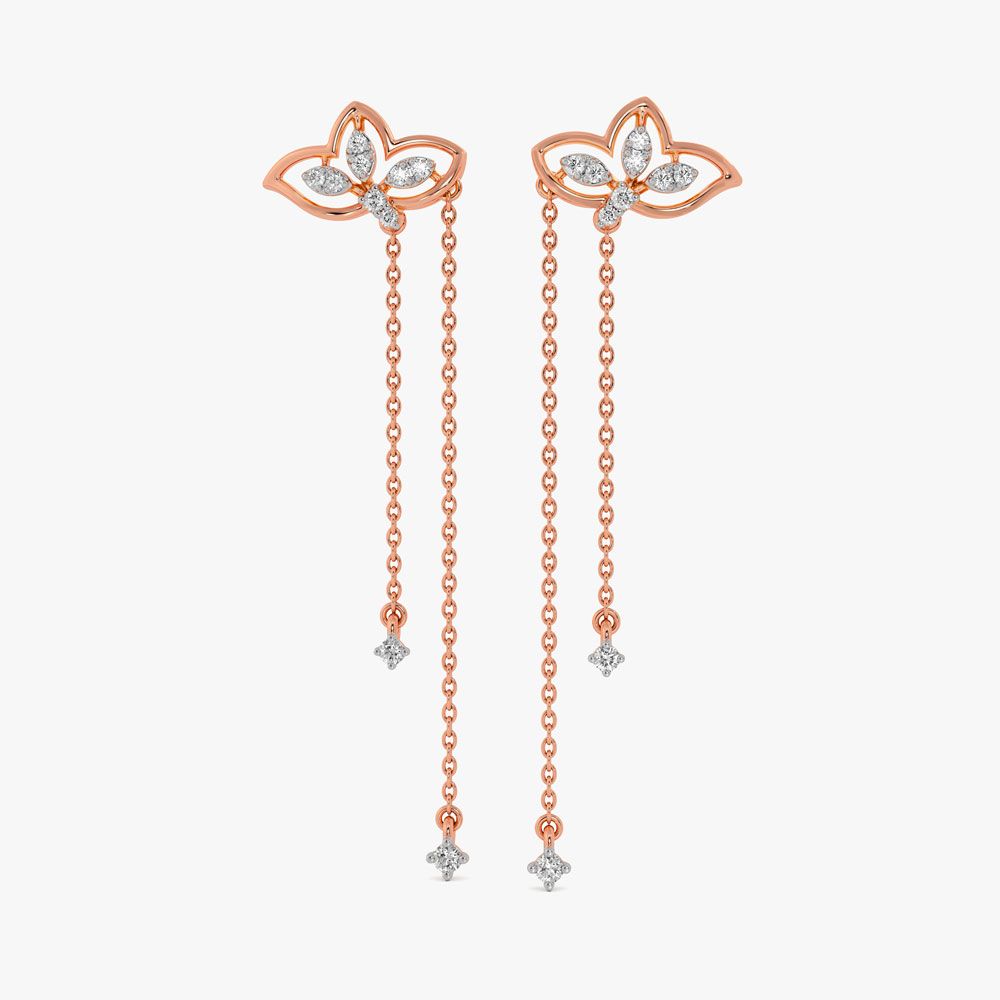 Beautiful Floral Design Diamond Danglers-Earrings-OER24I68-D900X0C