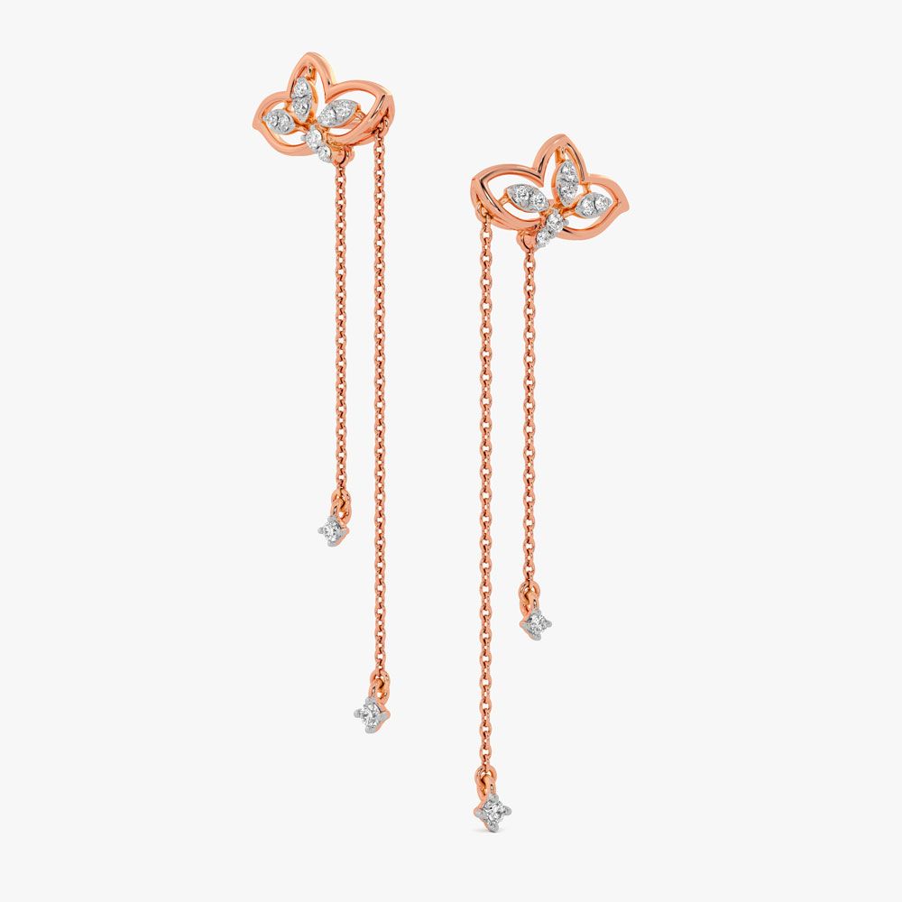 Beautiful Floral Design Diamond Danglers-Earrings-OER24I68-D900X0C