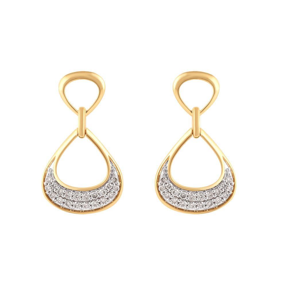 Simple Drop Design Diamond Earrings-Earrings-OER24I72-D400R0C