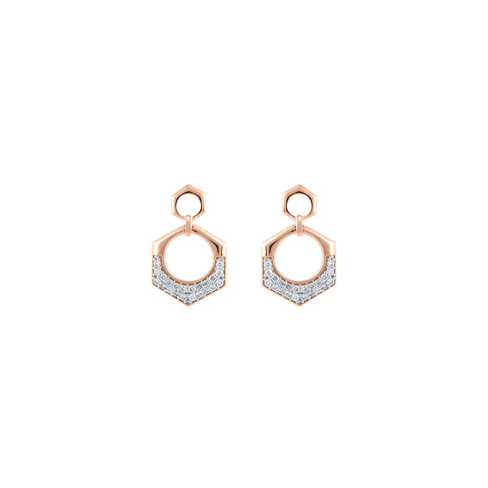 Sleek Diamond and Rose Gold Desired Earrings-Earrings-OER24I73-D400X0C