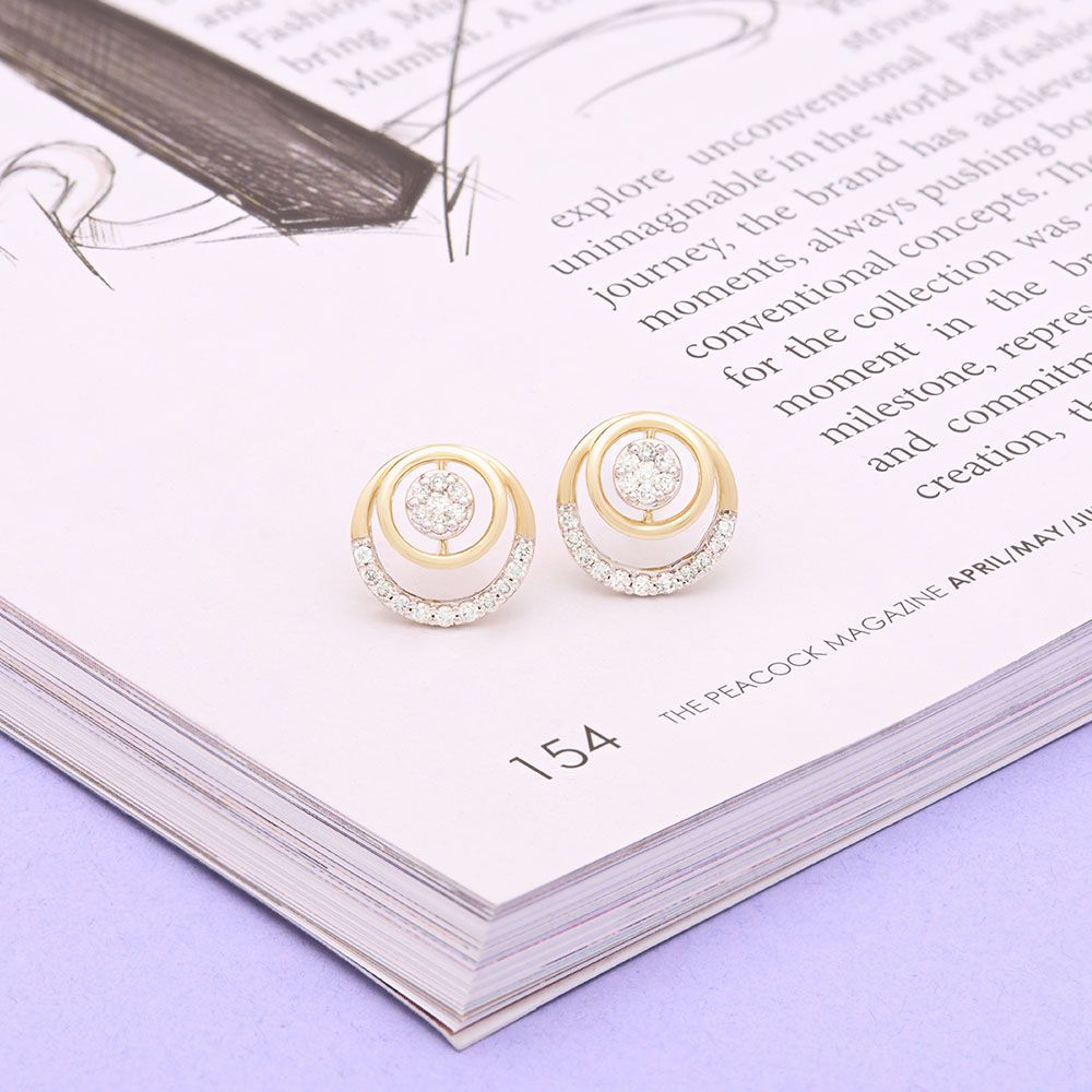 Concentric Circular Diamond Studs-Earrings-OER24I76-D900R0C