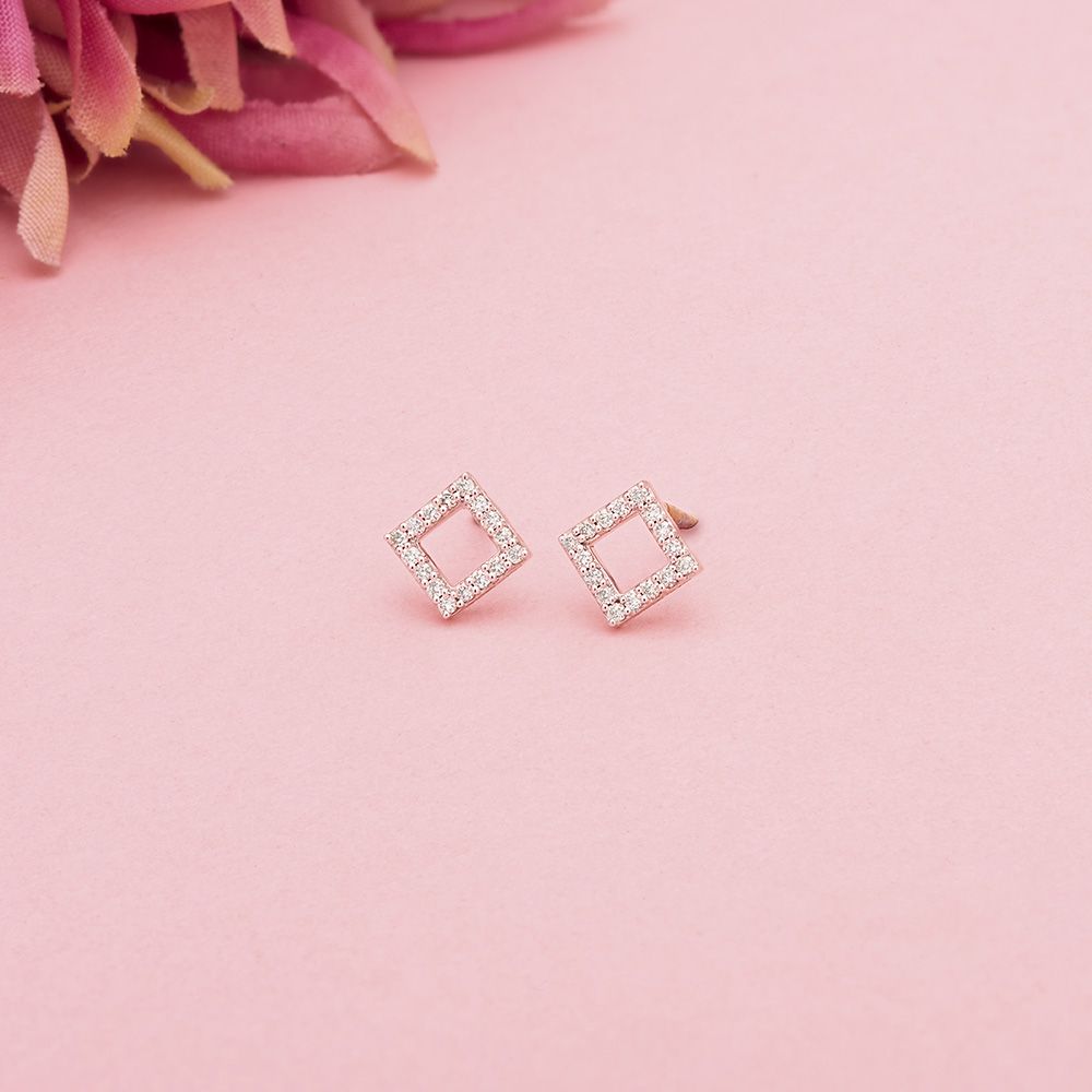 Diamond Shaped Diamond Rose Gold Studs-Earrings-OER24I77-D900X0C