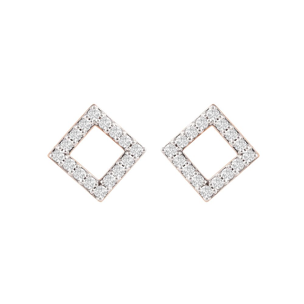 Diamond Shaped Diamond Rose Gold Studs-Earrings-OER24I77-D900X0C