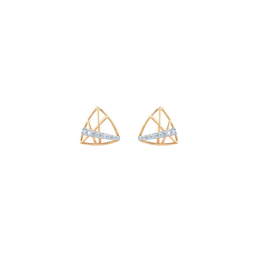 Chic Diamond and Yellow Gold Stud Earrings-Earrings-OER24I80-D900R0C