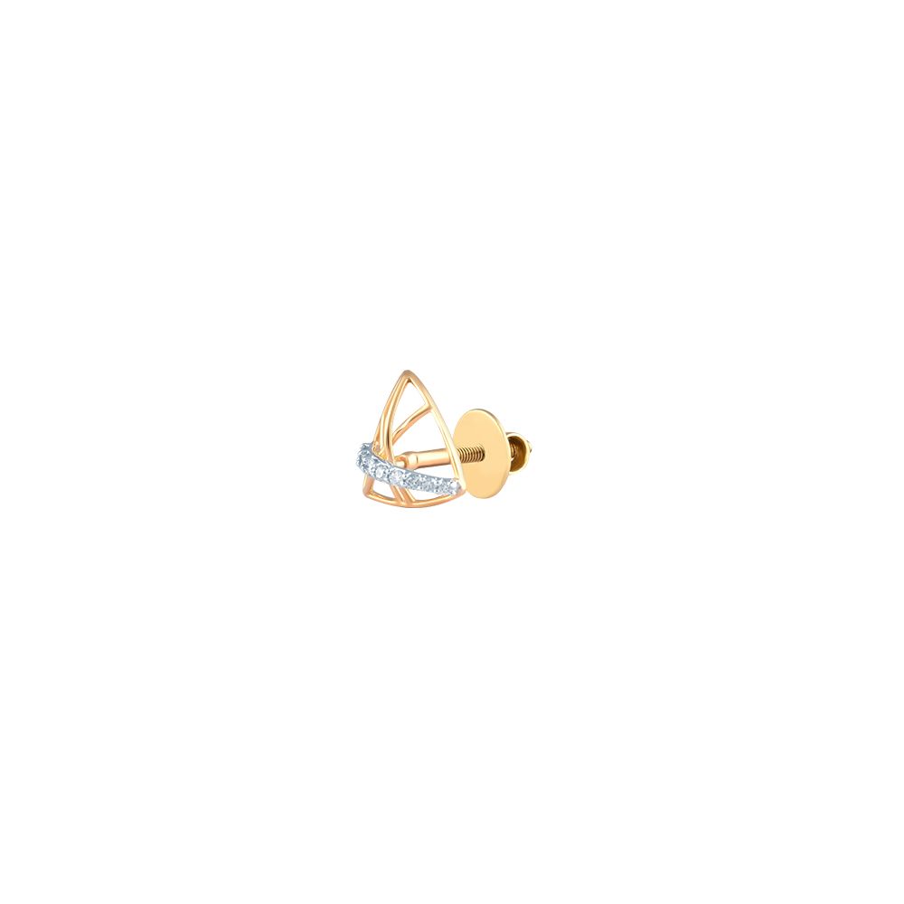 Chic Diamond and Yellow Gold Stud Earrings-Earrings-OER24I80-D900R0C