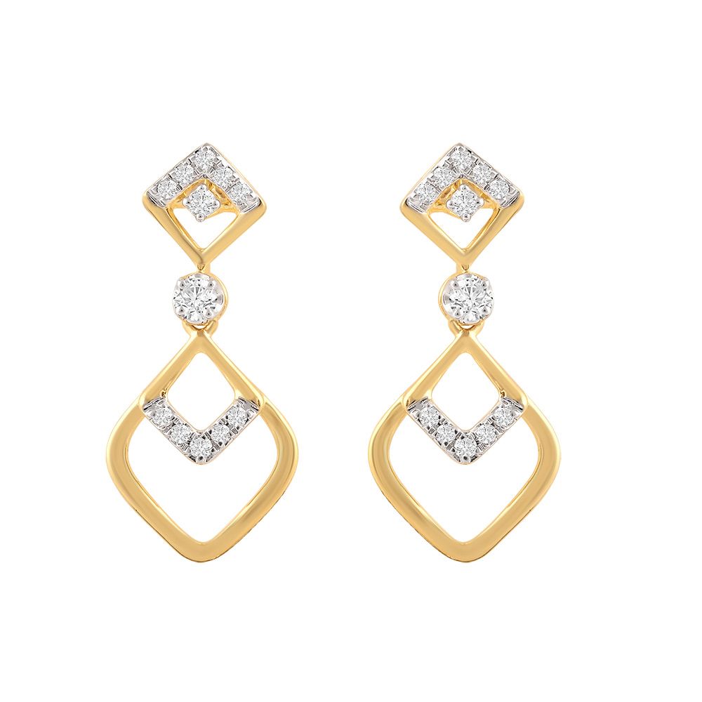 Festive Drop Design Diamond Earrings-Earrings-OER24I83-D900R0C