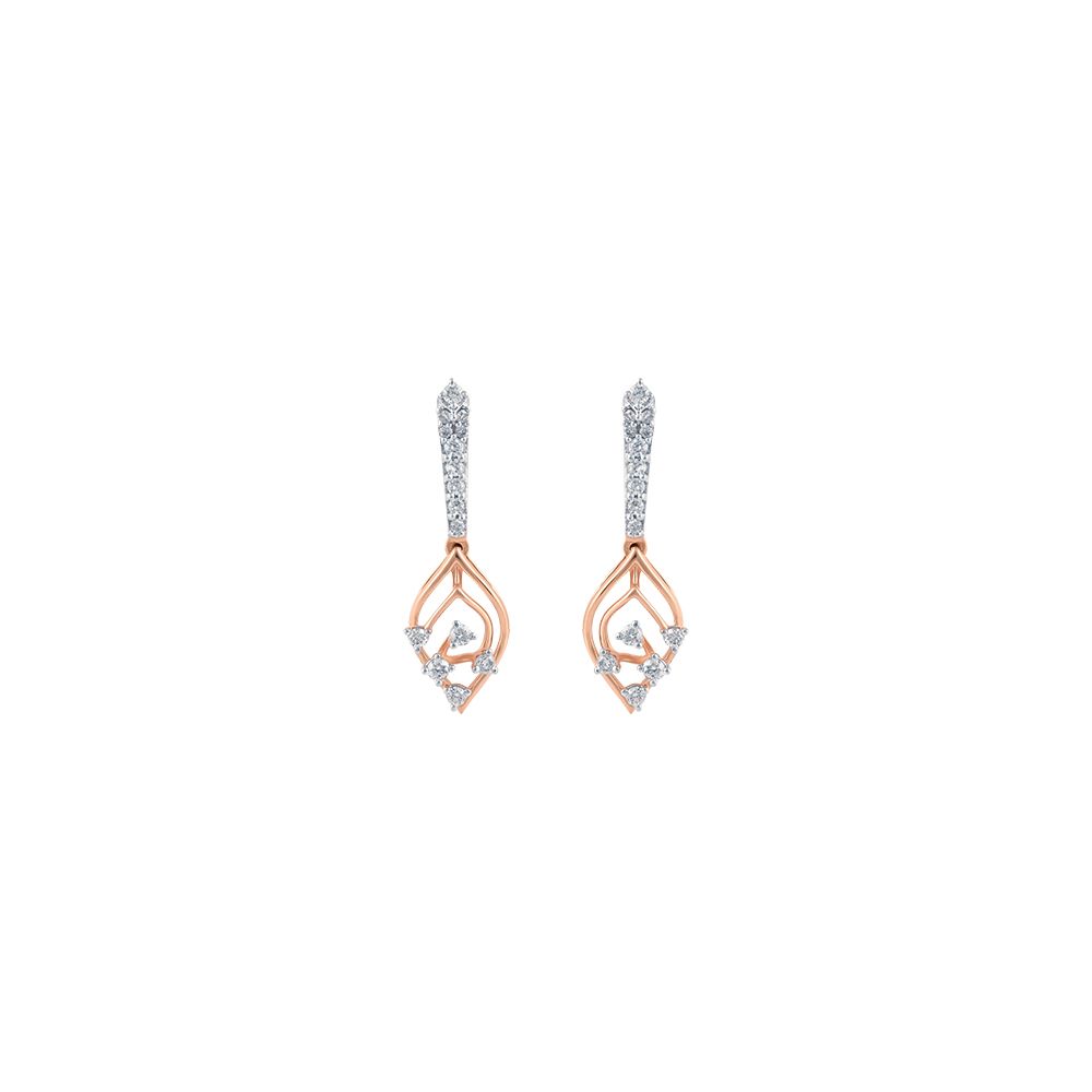 Elaborate Leaf Design Diamond Earrings-Earrings-OER24I86-D900X0C