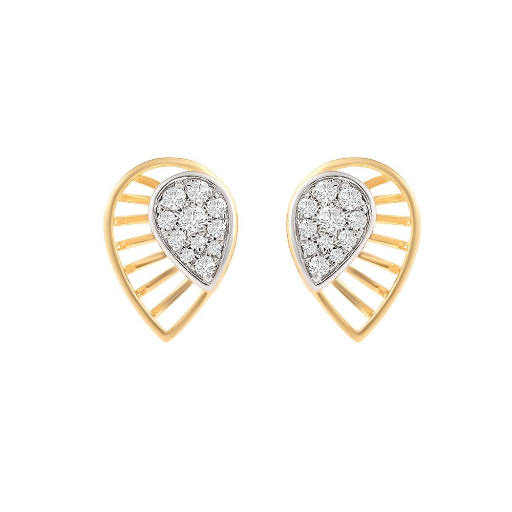 Lattice Pattern Teardrop Diamond Studs-Earrings-OER24I87-D900R0C