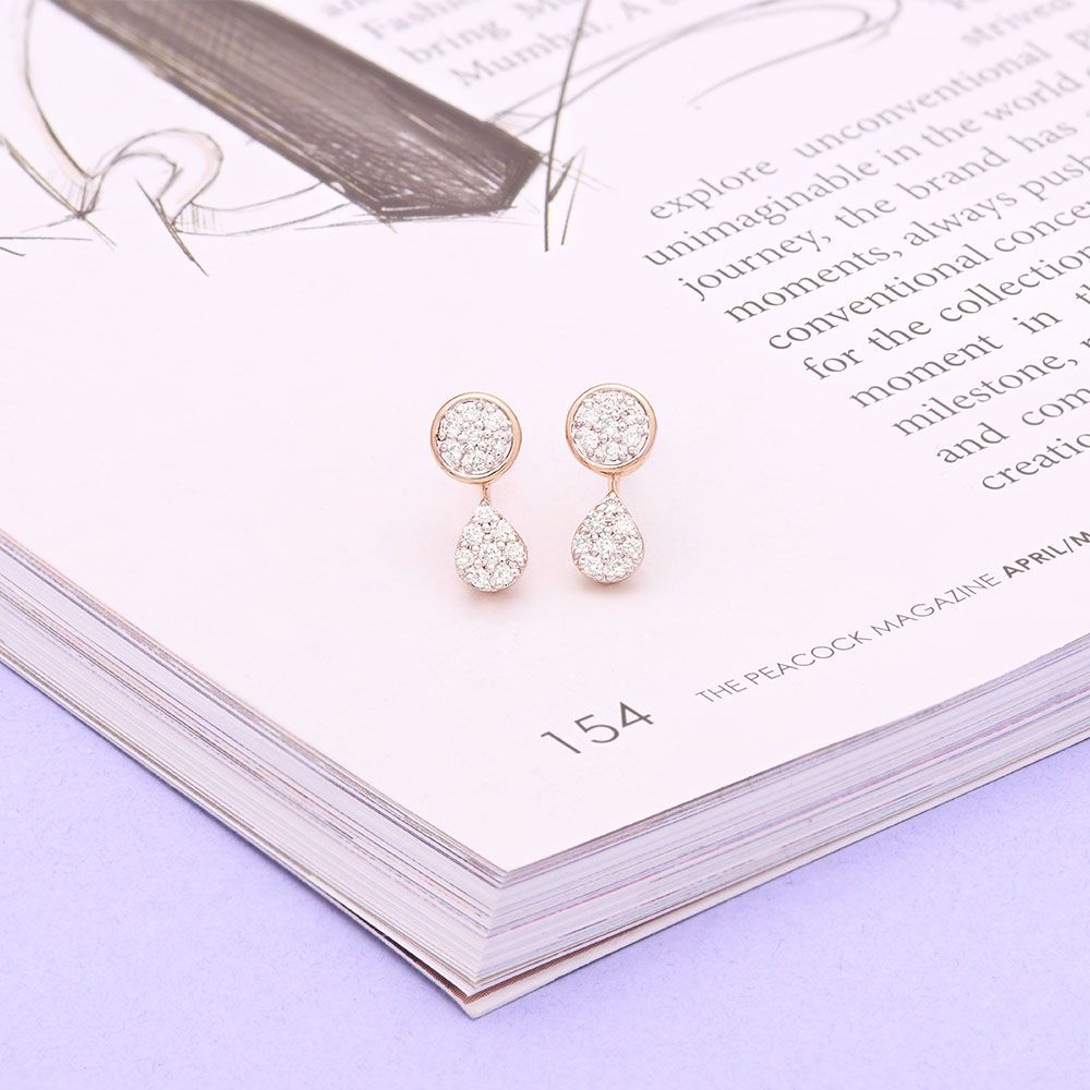 Precious Drop Design Diamond Earrings-Earrings-OER24I88-D400X0C
