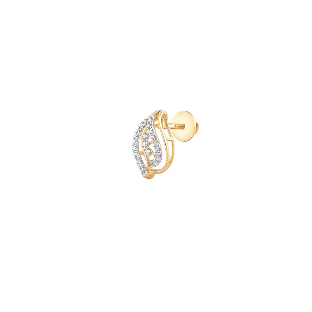 Exceptional Swirl Design Diamond and Yellow Gold Studs-Earrings-OER24I89-D900R0C