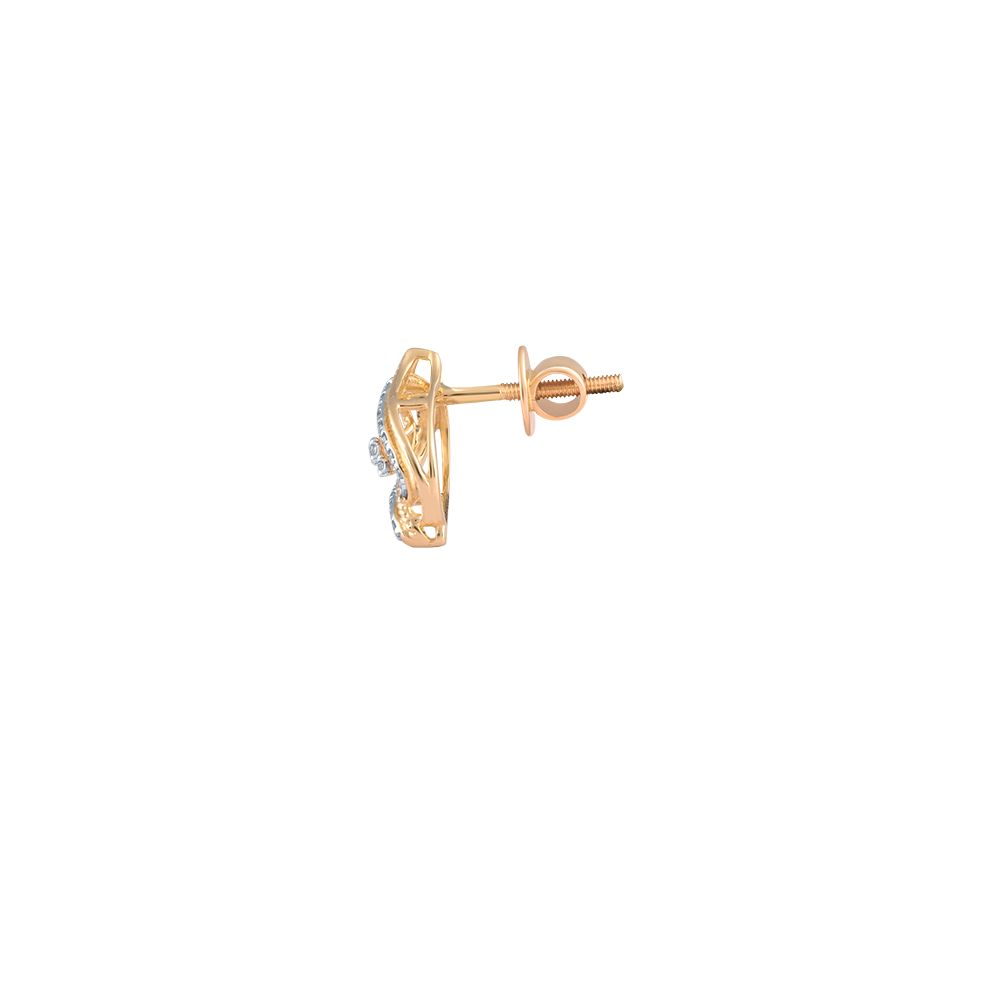 Exceptional Swirl Design Diamond and Yellow Gold Studs-Earrings-OER24I89-D900R0C