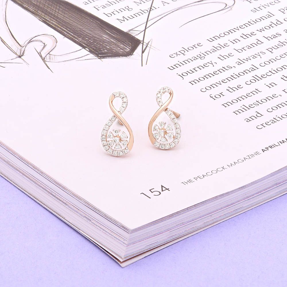 Beautiful Infinity Design Diamond Studs-Earrings-OER24I92-D900X0C