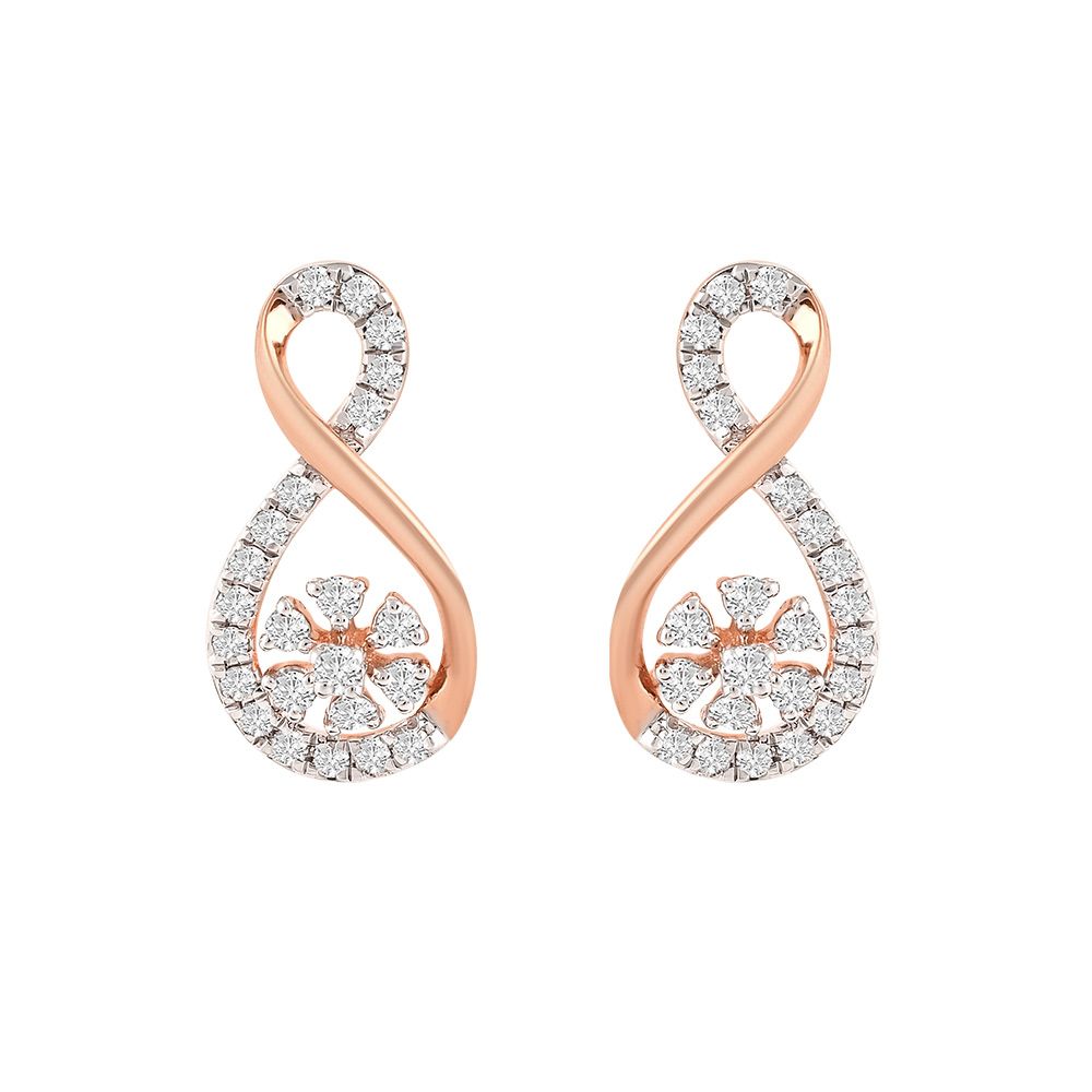 Beautiful Infinity Design Diamond Studs-Earrings-OER24I92-D900X0C