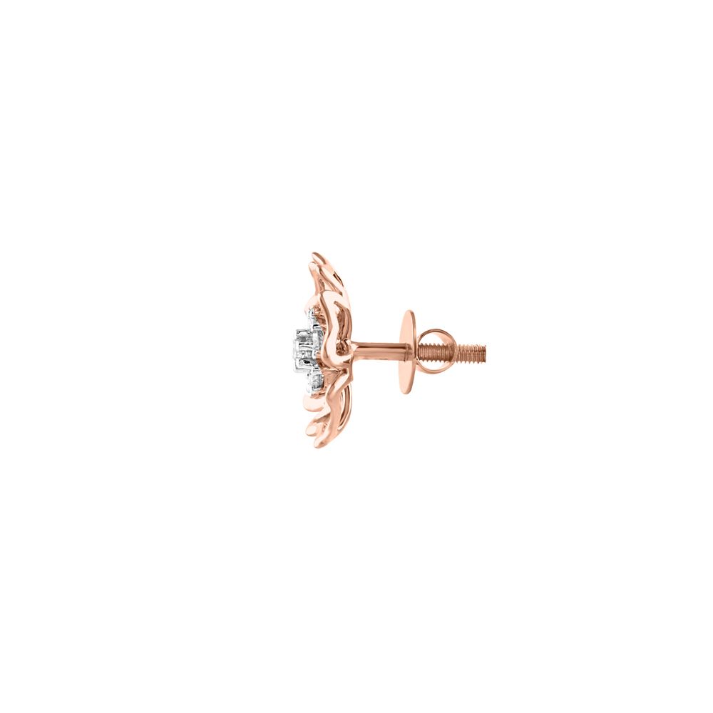 Contemporary Floral Diamond and Rose Gold Studs-Earrings-OER24I98-D900X0C