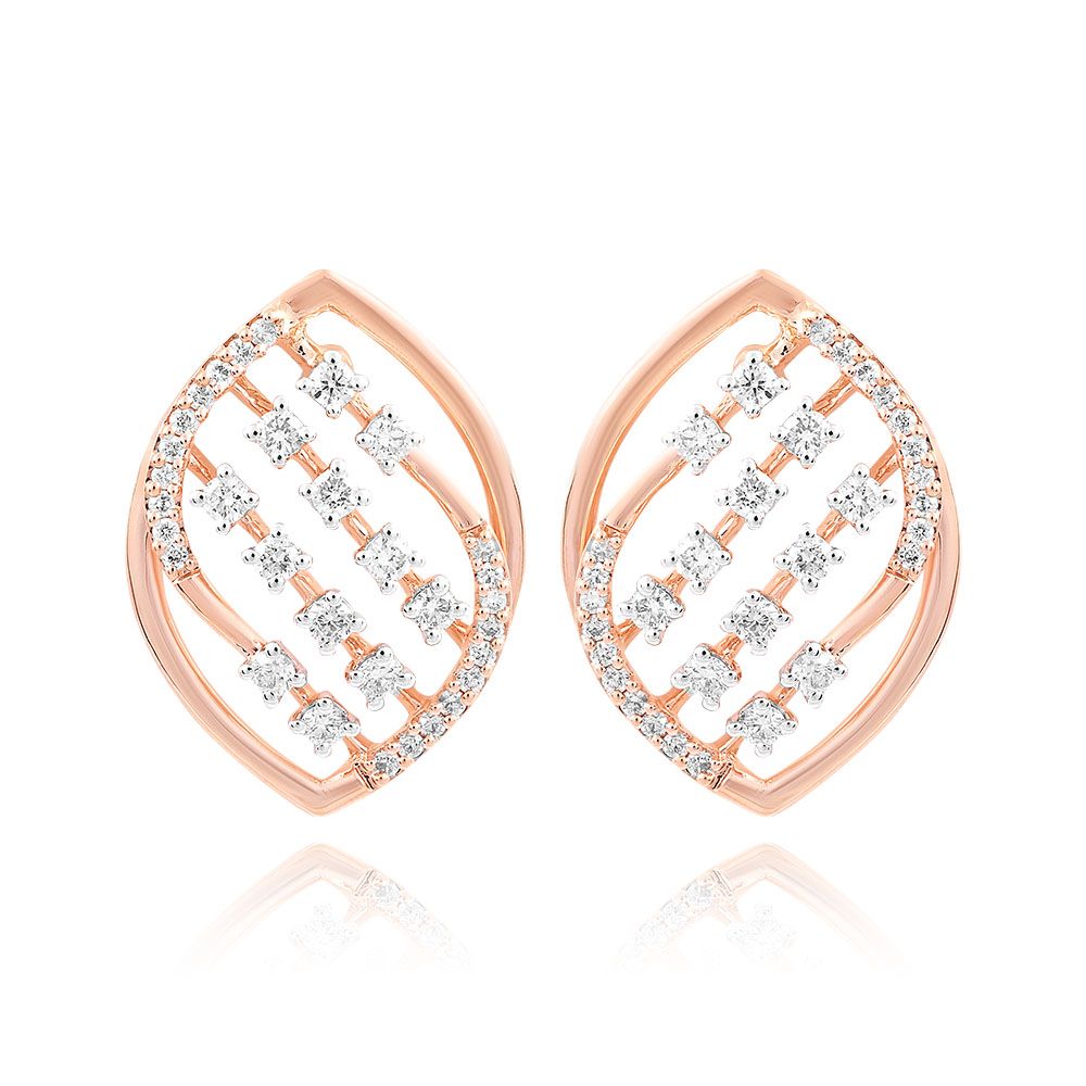 Charming 18KT Rose Gold Geometric Women Earring-Earrings-OER24IA4-D400X3B