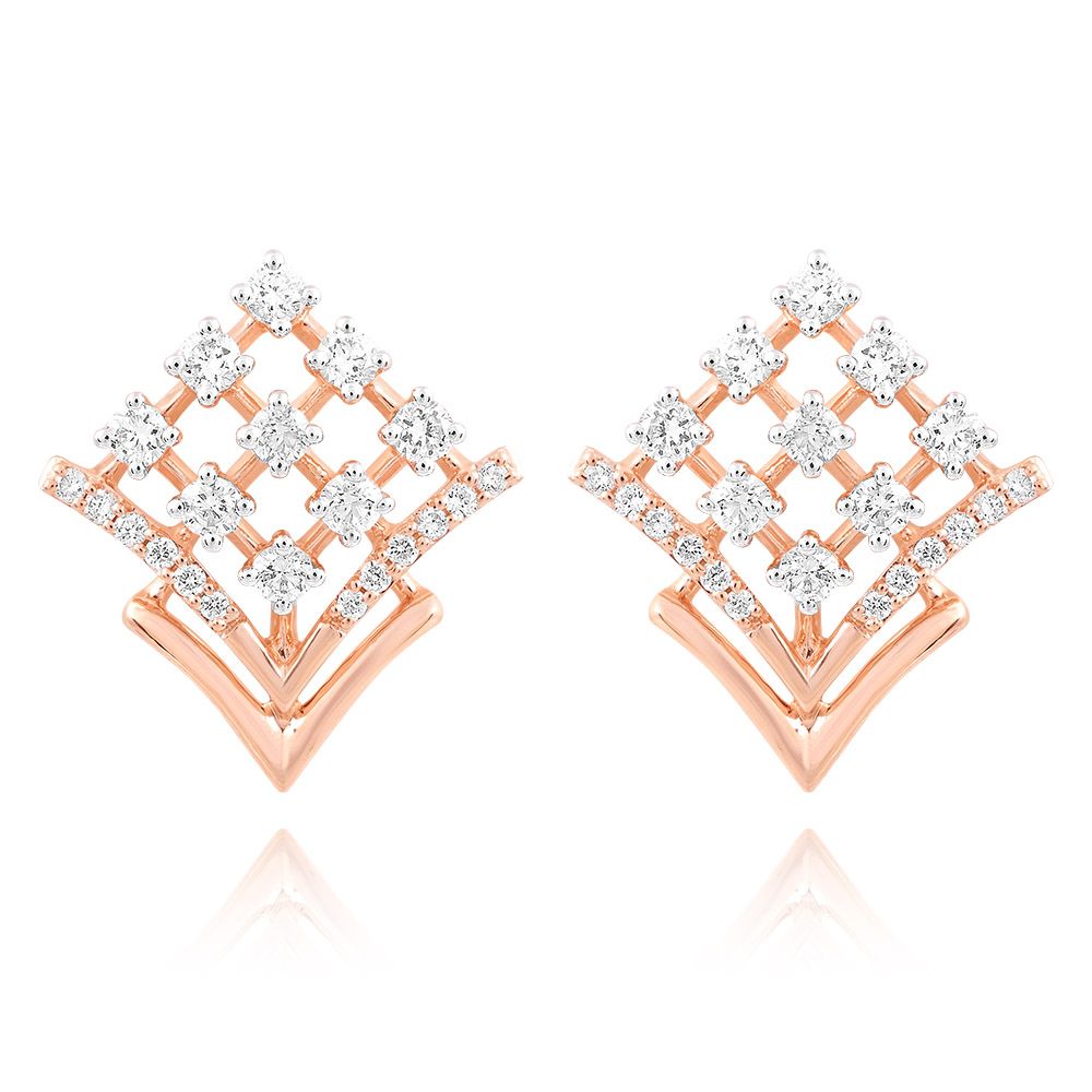 Delightful 18KT Rose Gold Geometric Women Earring-Earrings-OER24IA6-D400X3B