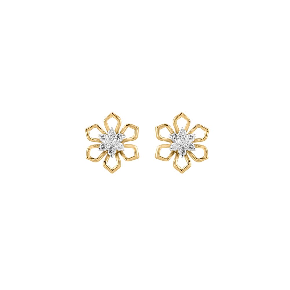 Eyecatching Floral Diamond Studs-Earrings-OER24J01-D900R0C