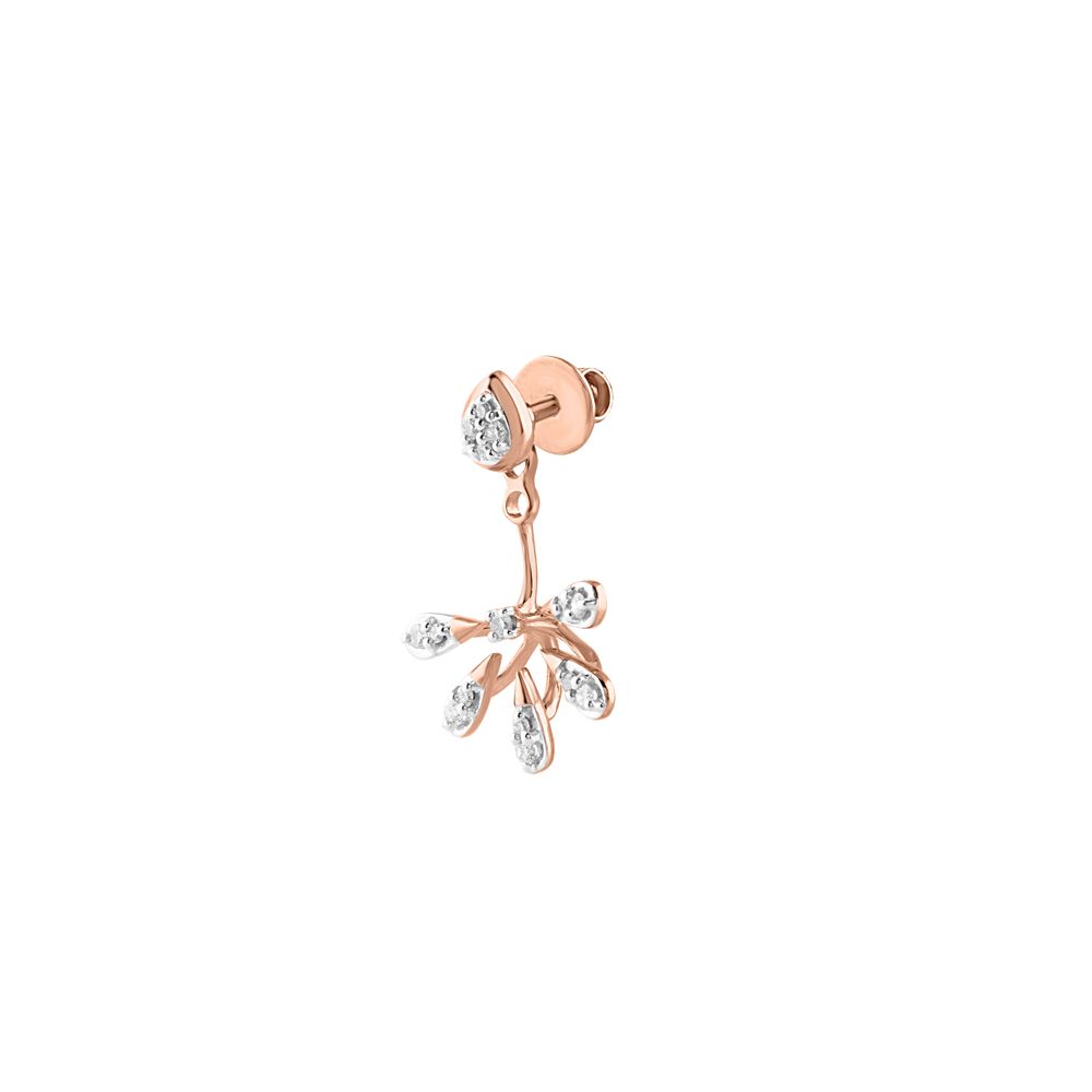 Attractive Floral Diamond Earrings-Earrings-OER24J04-D900X0C