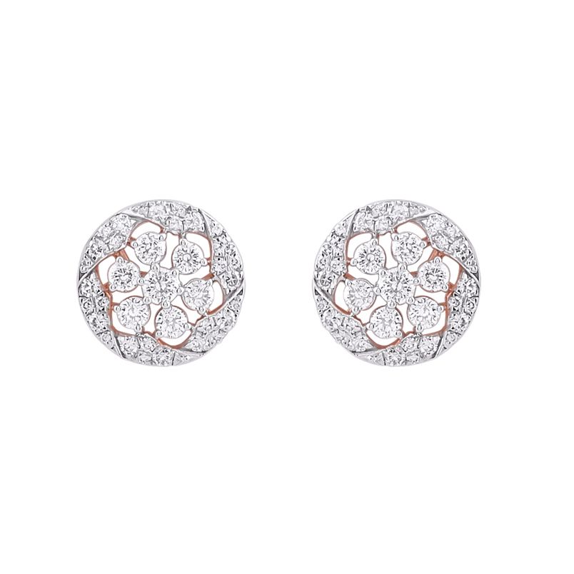 Graceful Rose Gold Diamonds Earrings-Earrings-OER24J05-M300X0B