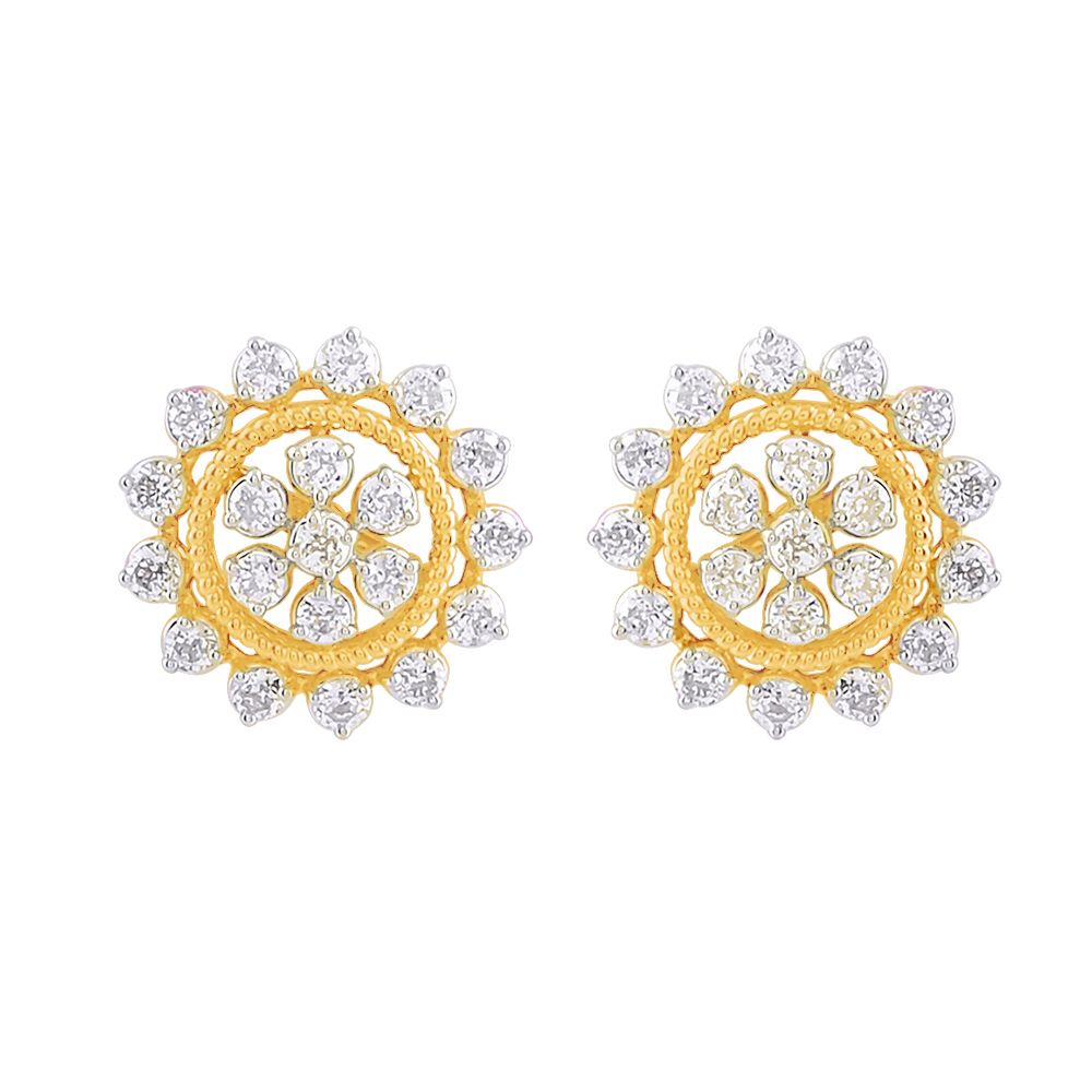 Harmony in Gold Diamond Stud Earrings-Earrings-OER24J09-A300R0B