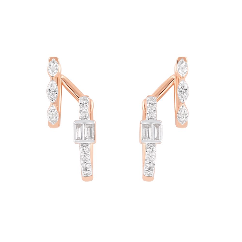 Auroral Rose Gold And Diamond Earrings-Earrings-OER24J10-D400X0B