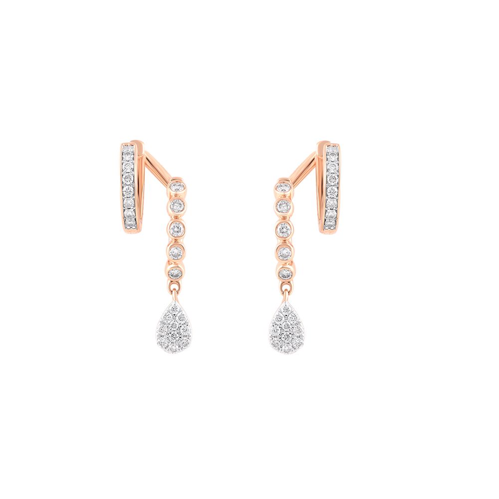 Shiny Rose Gold And Diamond Earrings-Earrings-OER24J14-D400X0B