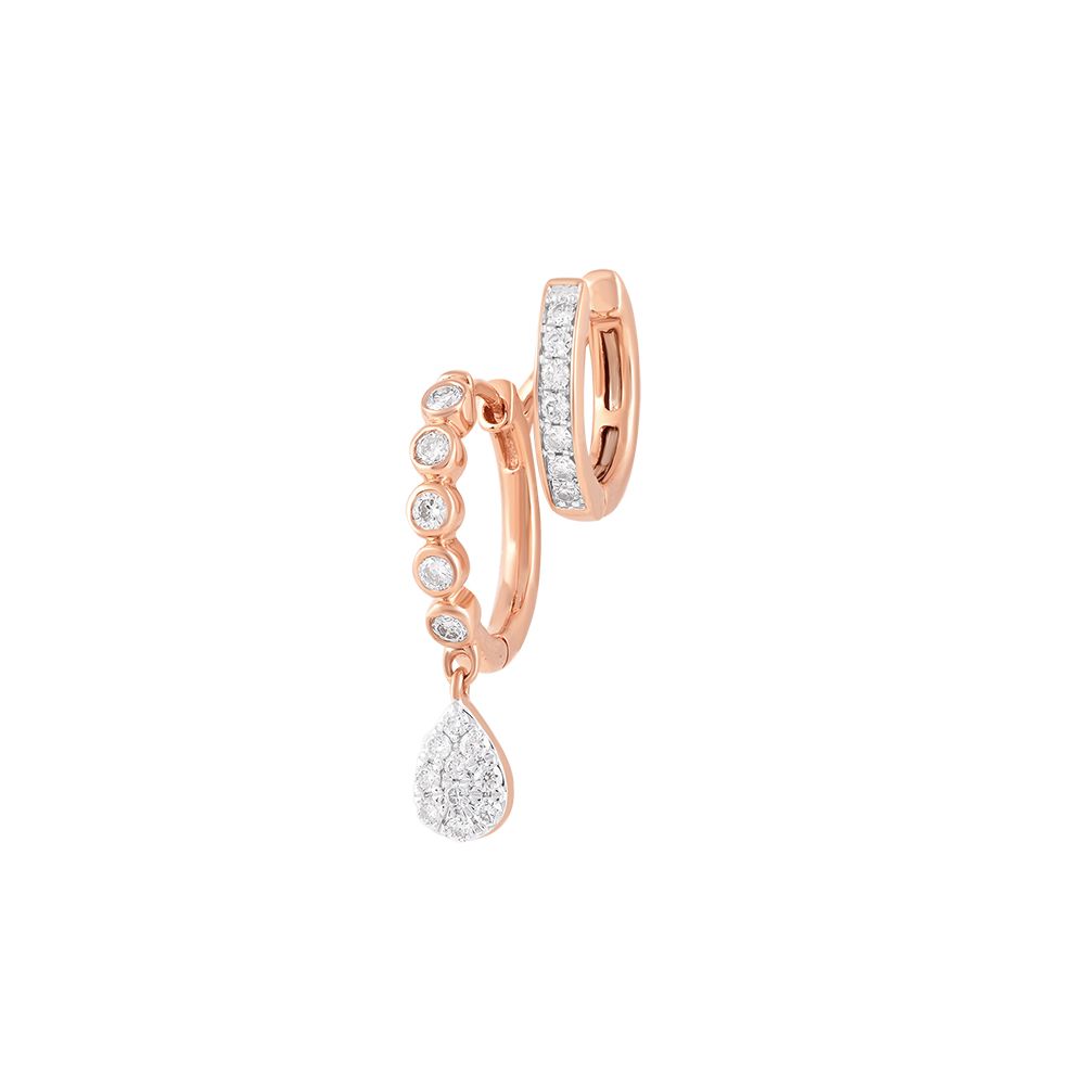 Shiny Rose Gold And Diamond Earrings-Earrings-OER24J14-D400X0B