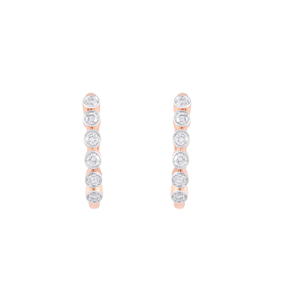 Shining Diamond and Rose Gold Hoop Earrings-Earrings-OER24J28-DD00X0C