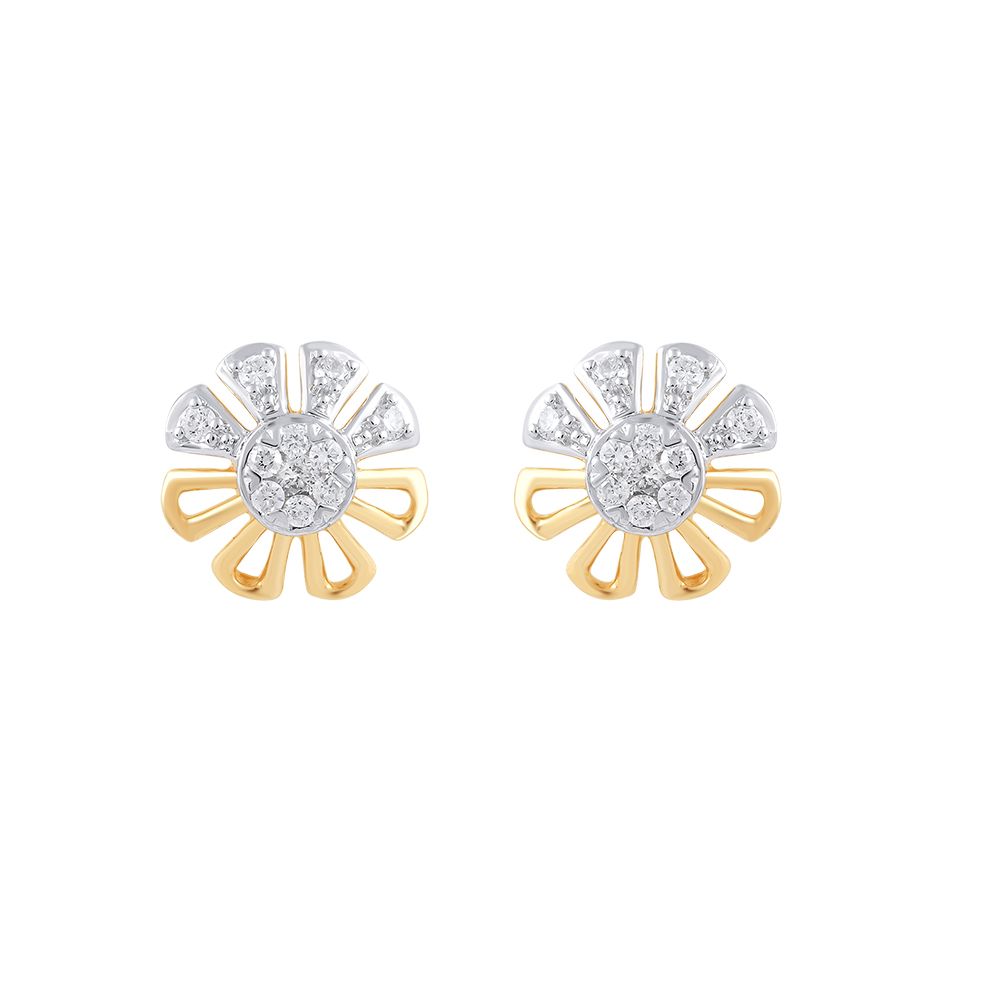 Pretty Floral Diamond Studs-Earrings-OER24J36-DD00R0C