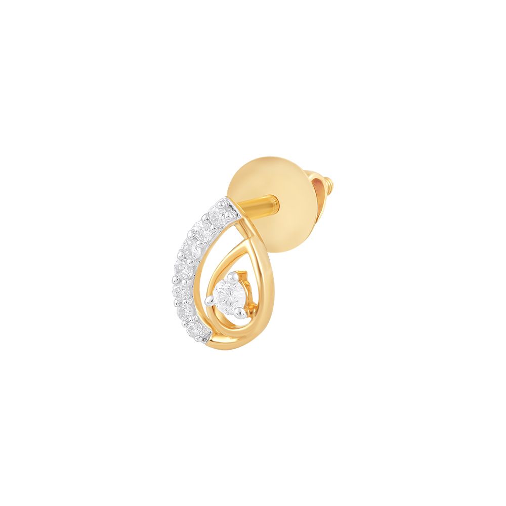 Drop Design Yellow Gold and Diamond Studs-Earrings-OER24J37-DD00R0C