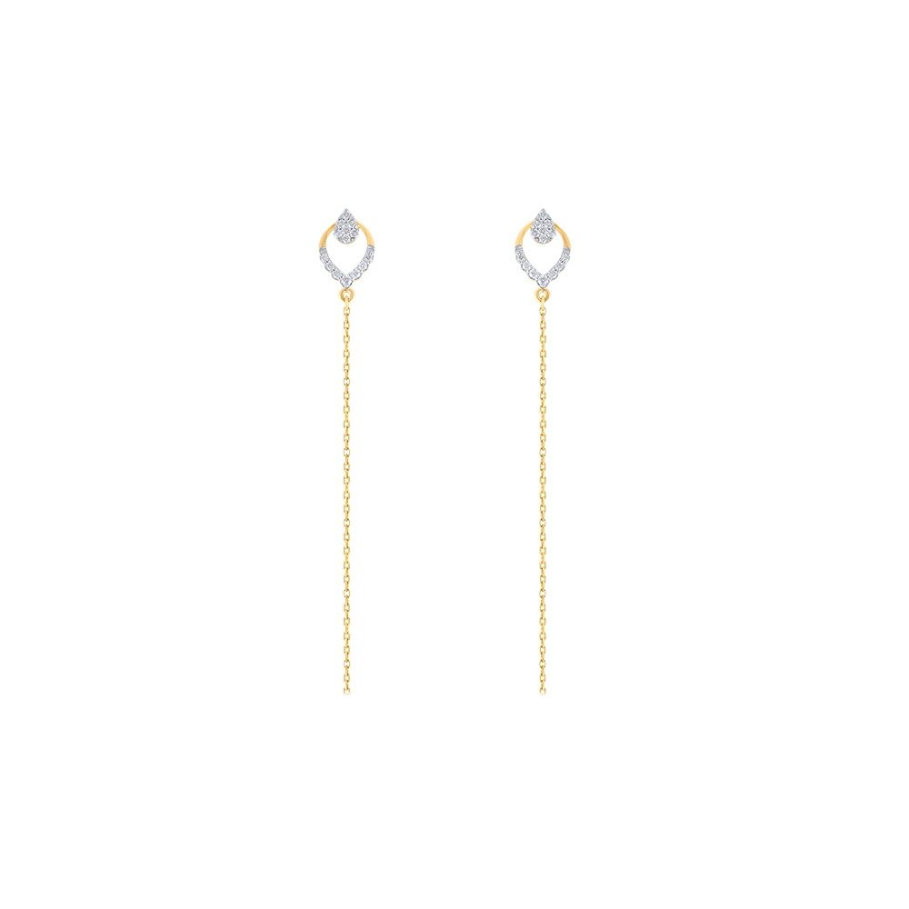 Leaf Design Sui Dhaga Diamond Earrings-Earrings-OER24J46-DD00R0C
