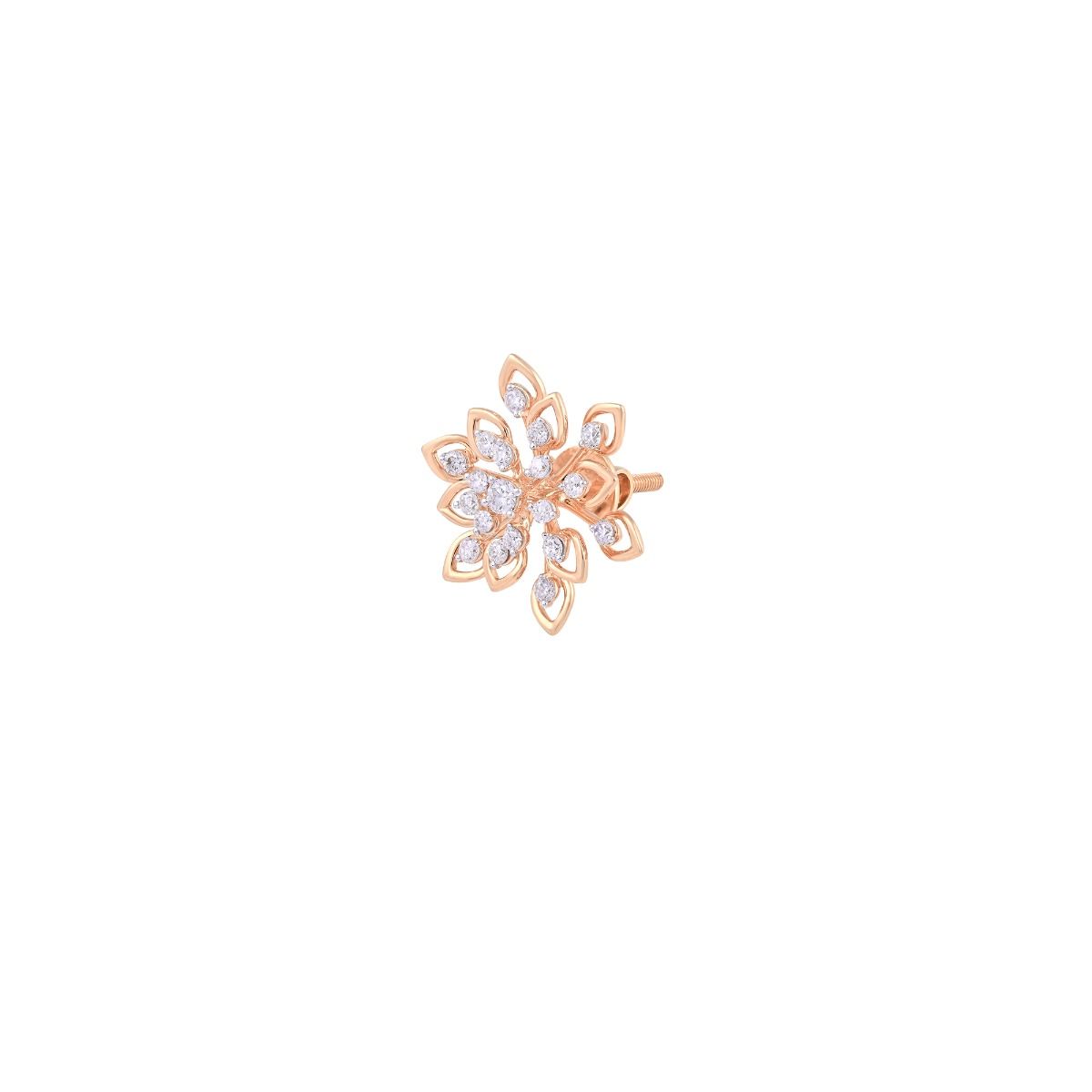Floral Burst Rose Gold and Diamond Studs-Festive Offer-OER24J71-D400X2B