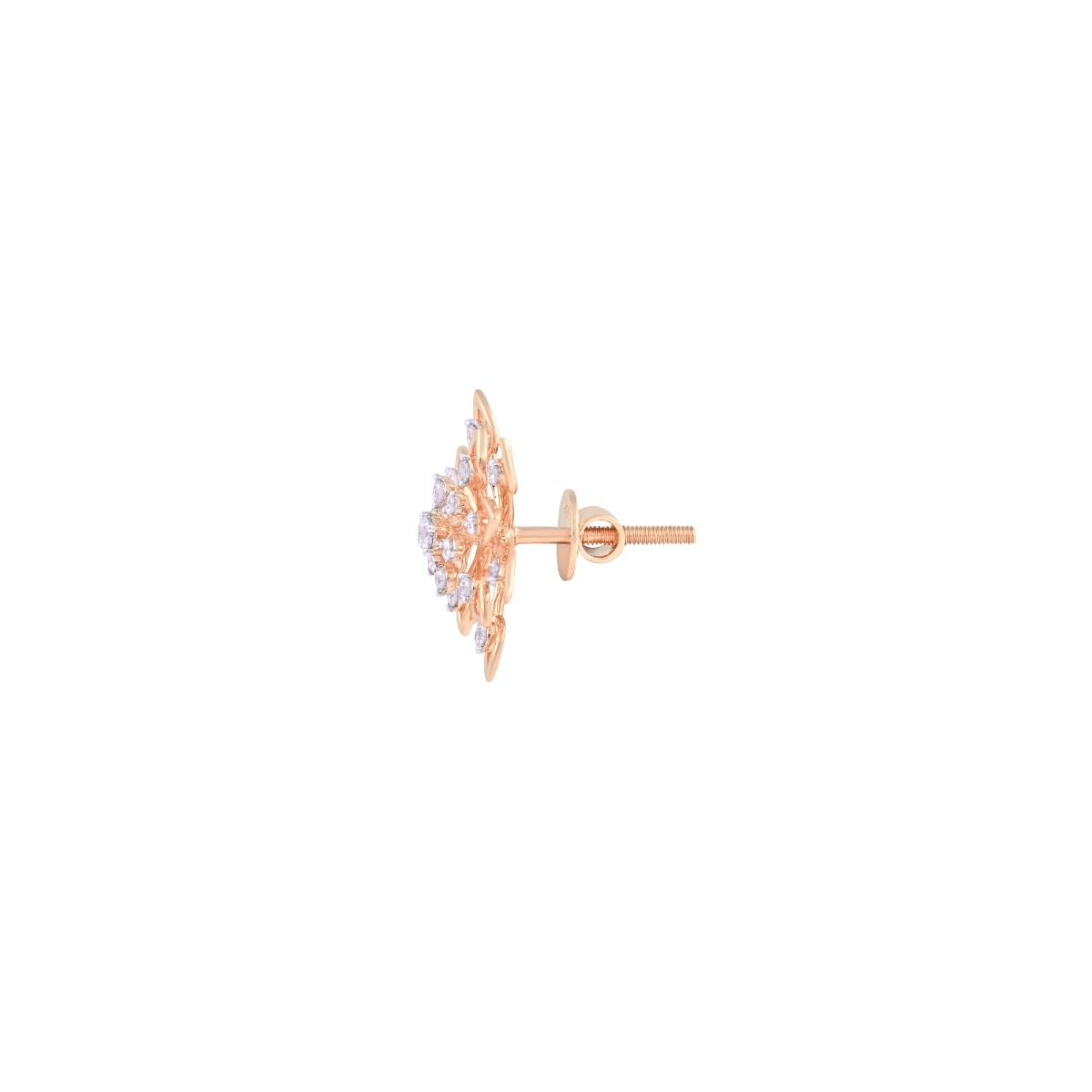 Floral Burst Rose Gold and Diamond Studs-Festive Offer-OER24J71-D400X2B