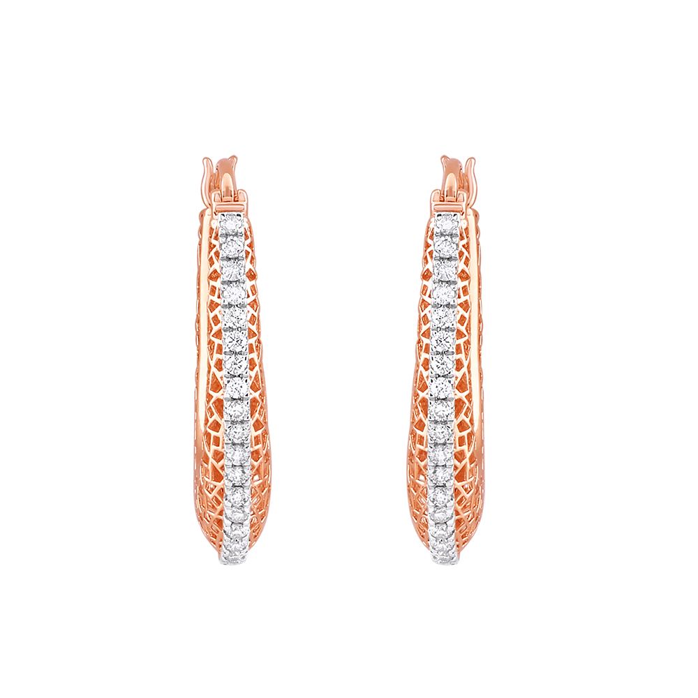 Enchanted Rose Gold Diamond Hoops Earrings-Earrings-OER24J81-D400X0B