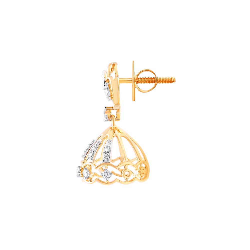 Golden Aura Diamond Jhumka Earrings-Earrings-OER24J86-D400R2B