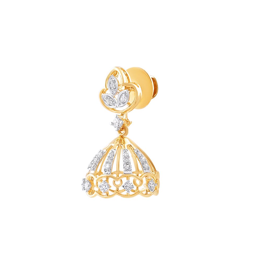 Golden Aura Diamond Jhumka Earrings-Earrings-OER24J86-D400R2B