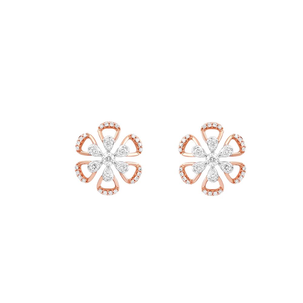 Elegant Diamond Floral Earrings-Earrings-OER24J96-D400X3B