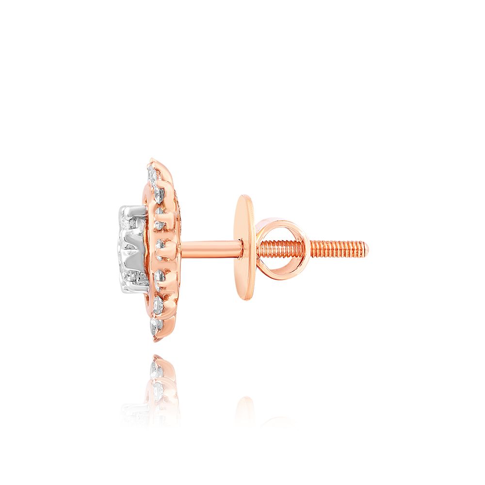 Glorious 18KT Rose Gold Cluster Earring-Earrings-OER24L70-D400X3B