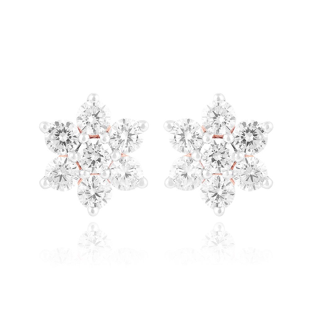 Floral Elegance Diamond Stud Earrings-Earrings-OER25I71-D600R3C