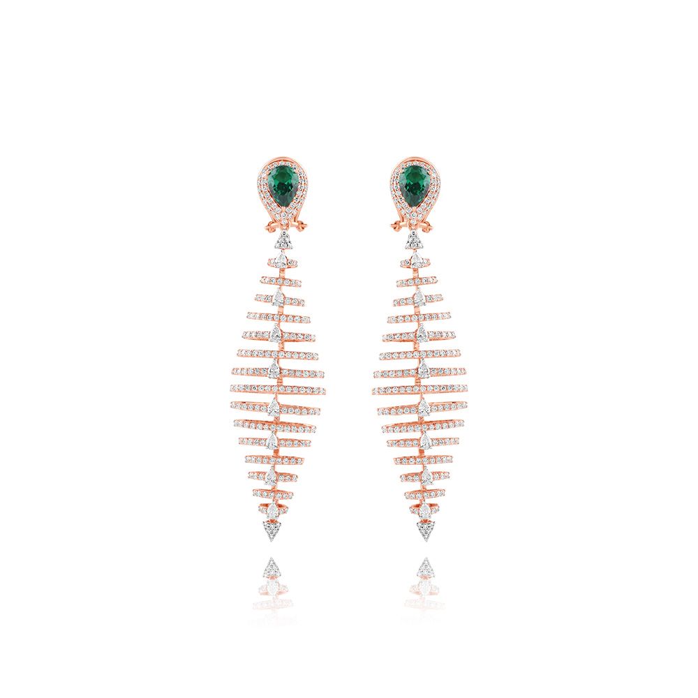 Modern Chandelier Diamond Earrings-Earrings-OER25II5-D335X4B