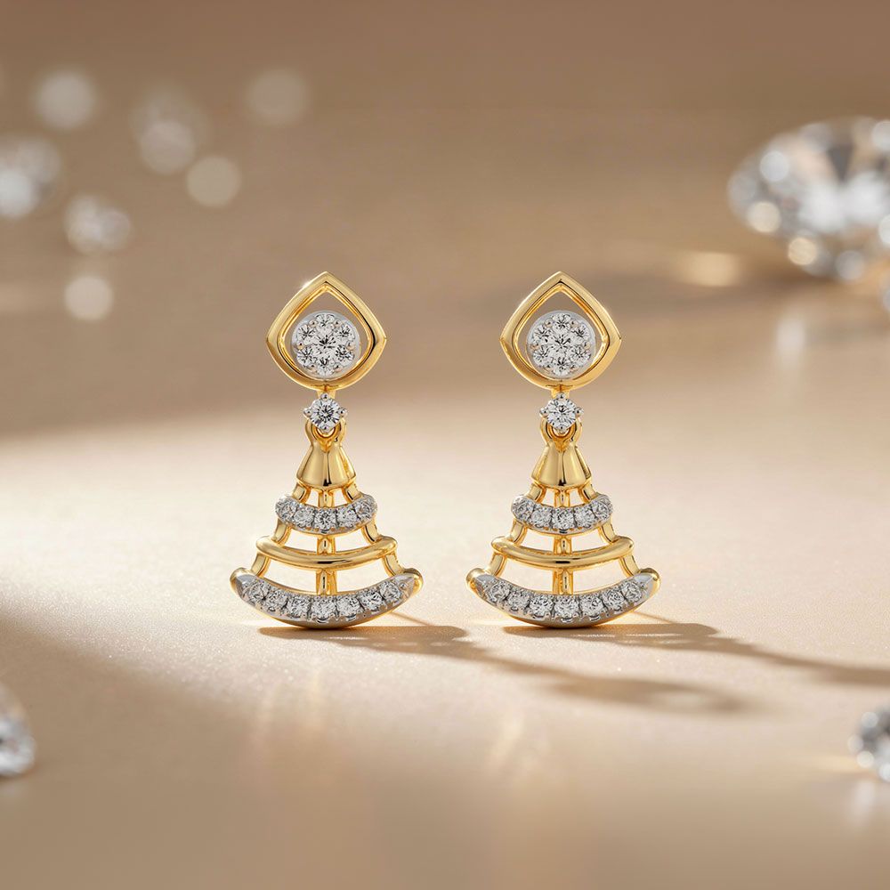 Brilliance Yellow Gold Diamond Jhumka Earrings-Earrings-OER26I39-D400RCC
