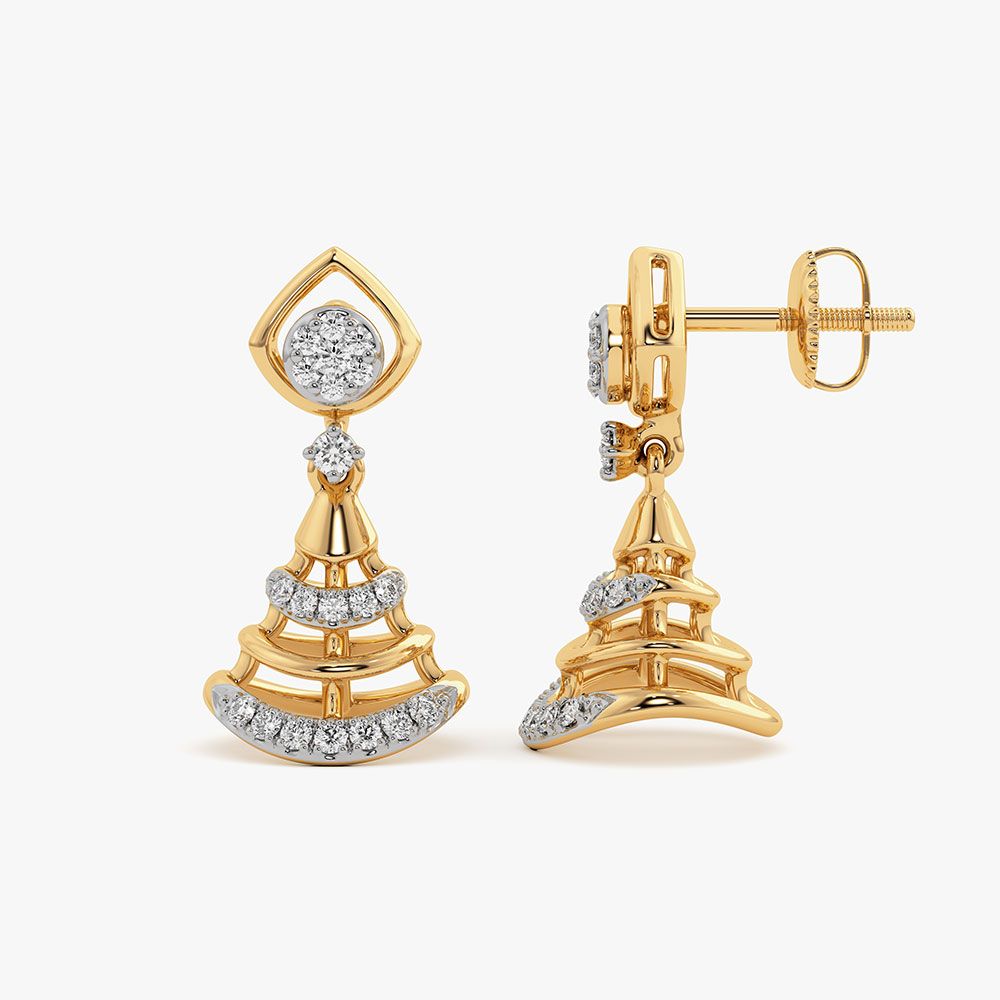 Brilliance Yellow Gold Diamond Jhumka Earrings-Earrings-OER26I39-D400RCC